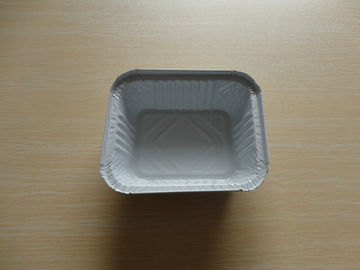 Rectangle Aluminium Foil Containers Dengan Lid Untuk 450ml Food Storage Putih Dilapisi