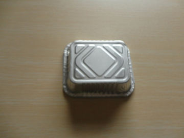 Rectangle Aluminium Foil Containers Dengan Lid Untuk 450ml Food Storage Putih Dilapisi