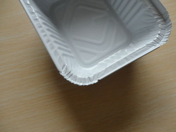 Rectangle Aluminium Foil Containers Dengan Lid Untuk 450ml Food Storage Putih Dilapisi