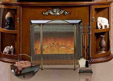 Perancis / Louis Gaya Antique Realistis api perapian Listrik TV Stand Remote Control